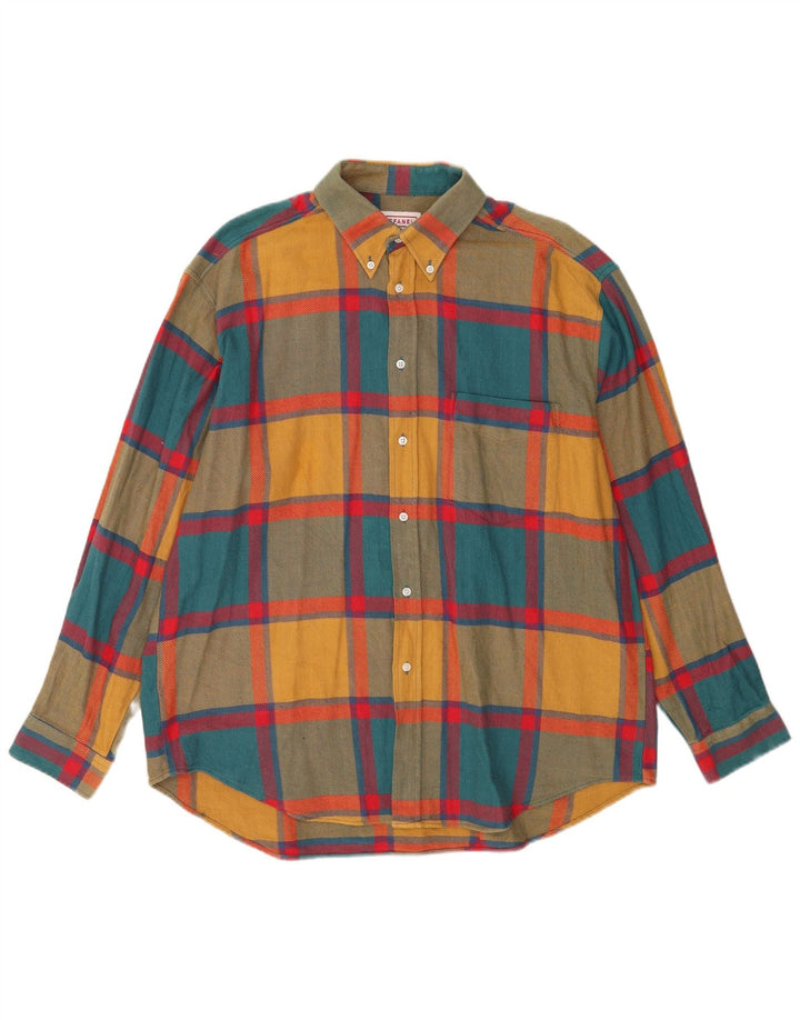 STEFANEL Camicia da uomo in flanella XL in cotone a quadri multicolore