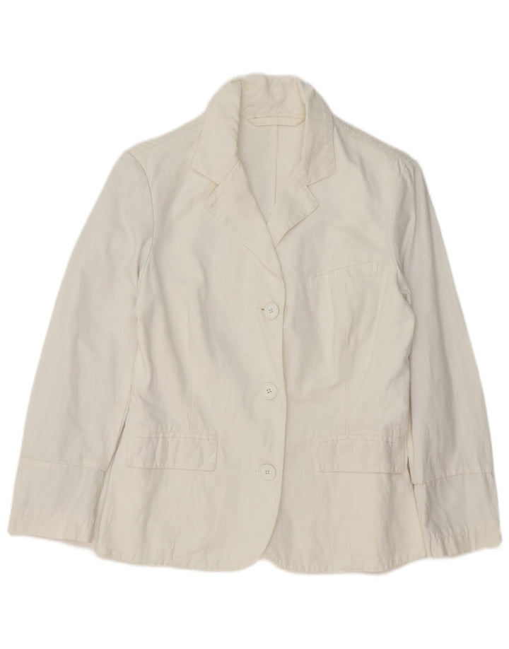Giacca blazer vintage da donna a 3 bottoni UK 14 media bianca