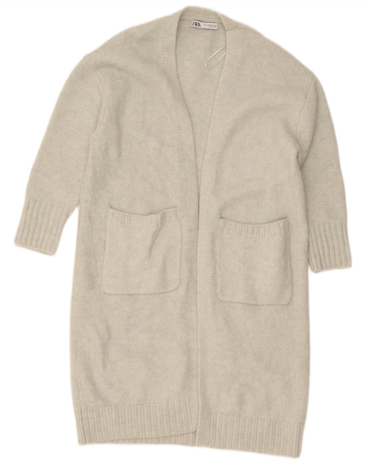 Maglione cardigan aperto oversize da donna Zara UK 6 XS poliestere grigio