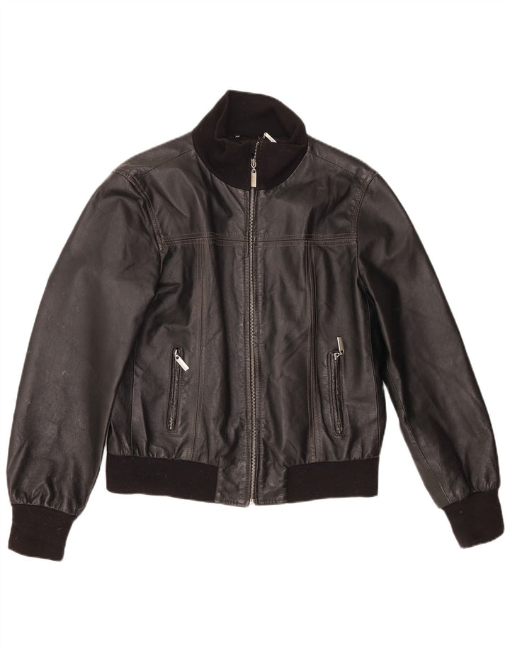 Giubbotto Bomber In Pelle Donna Conbipel IT 48 XL Nero Colourblock