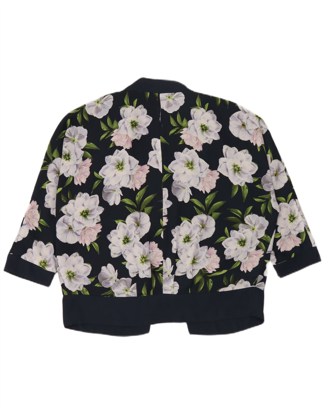 Top cardigan oversize da donna Oasis UK 12 medio blu navy floreale