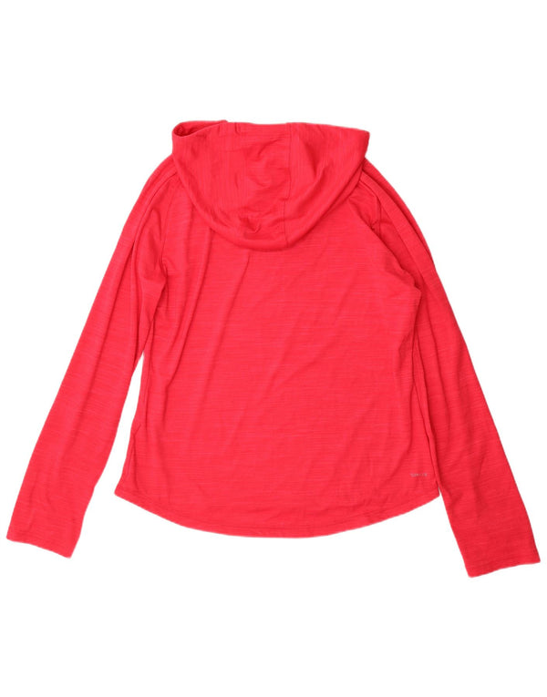 Top ADIDAS da donna Climalite con cappuccio a maniche lunghe UK 16/18 Large Rosso screziato