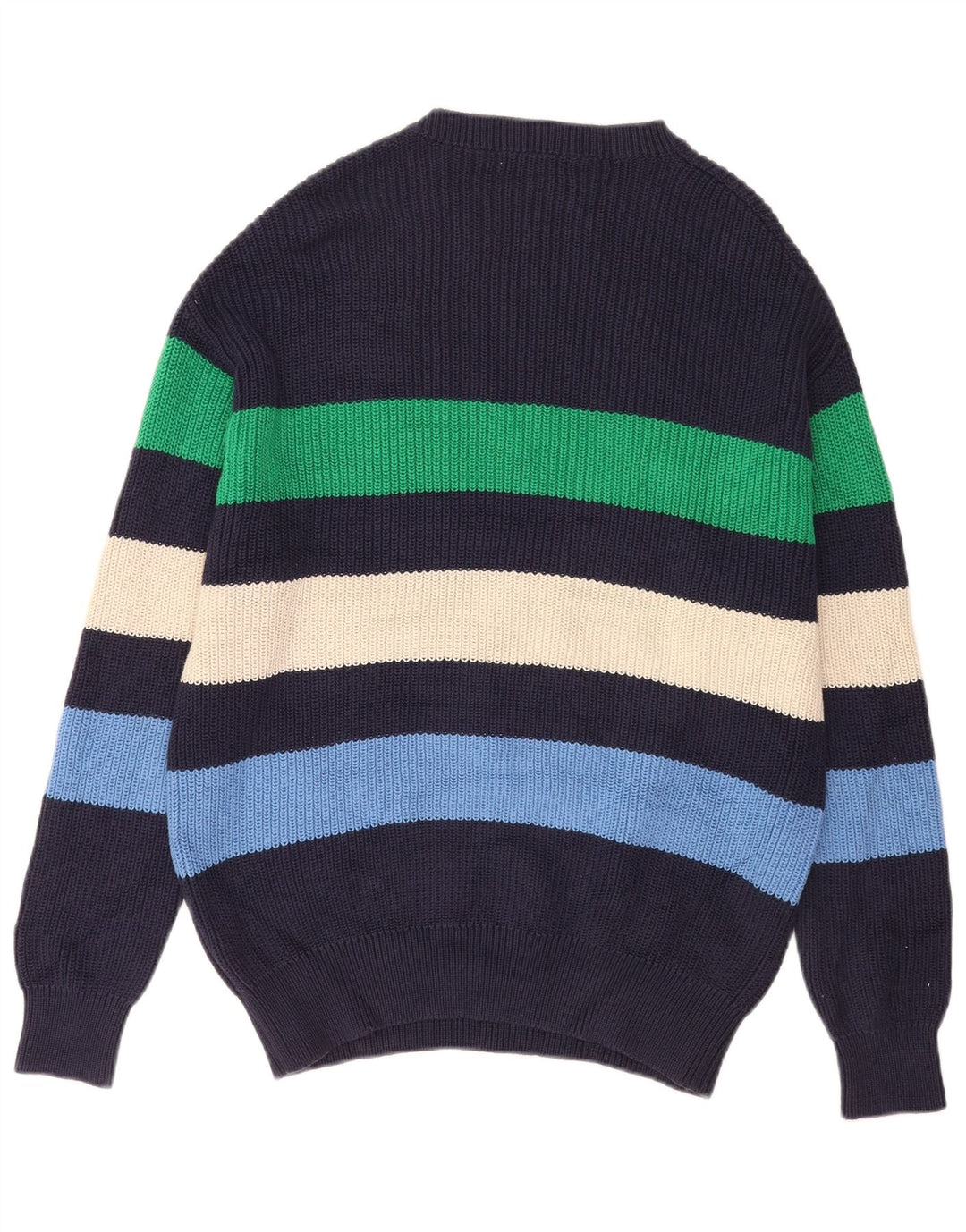Maglione girocollo da uomo Zara in cotone a righe medie blu navy