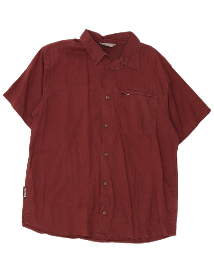 MOUNTAIN WAREHOUSE Camicia da uomo a maniche corte grande in cotone bordeaux