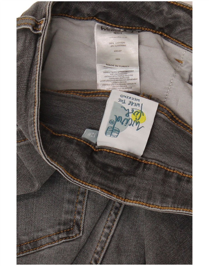 WEIRD FISH Womens Slim Jeans UK 12 Medium W34 L29 Grey Cotton