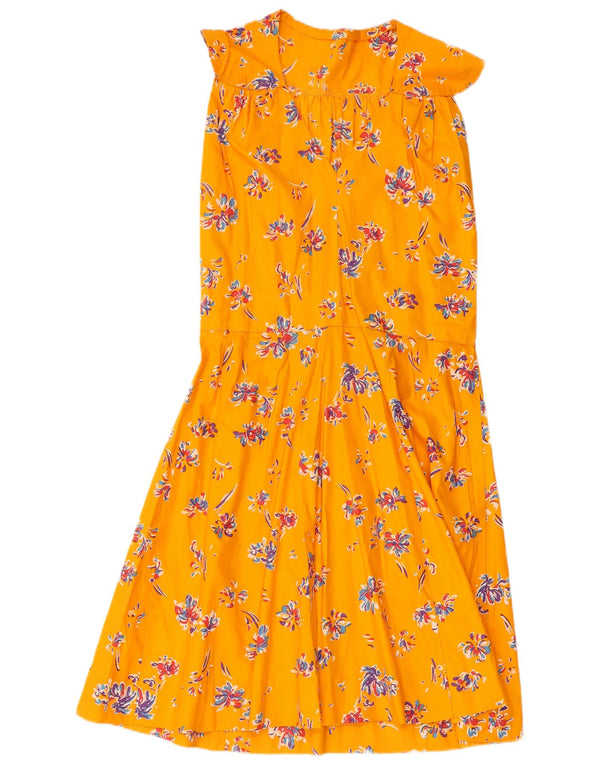Vestito estivo senza maniche da donna vintage UK 10 piccolo floreale giallo
