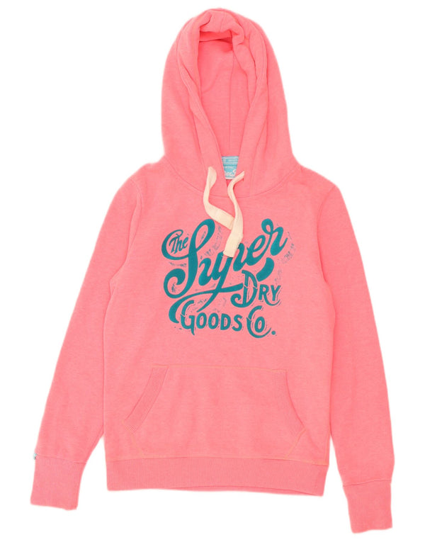Felpa con cappuccio grafica da donna Superdry UK 6 XS poliestere rosa