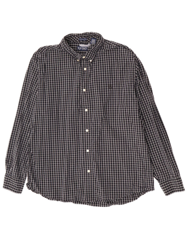 Camicia Chaps da uomo su misura 2XL in cotone a quadri nero