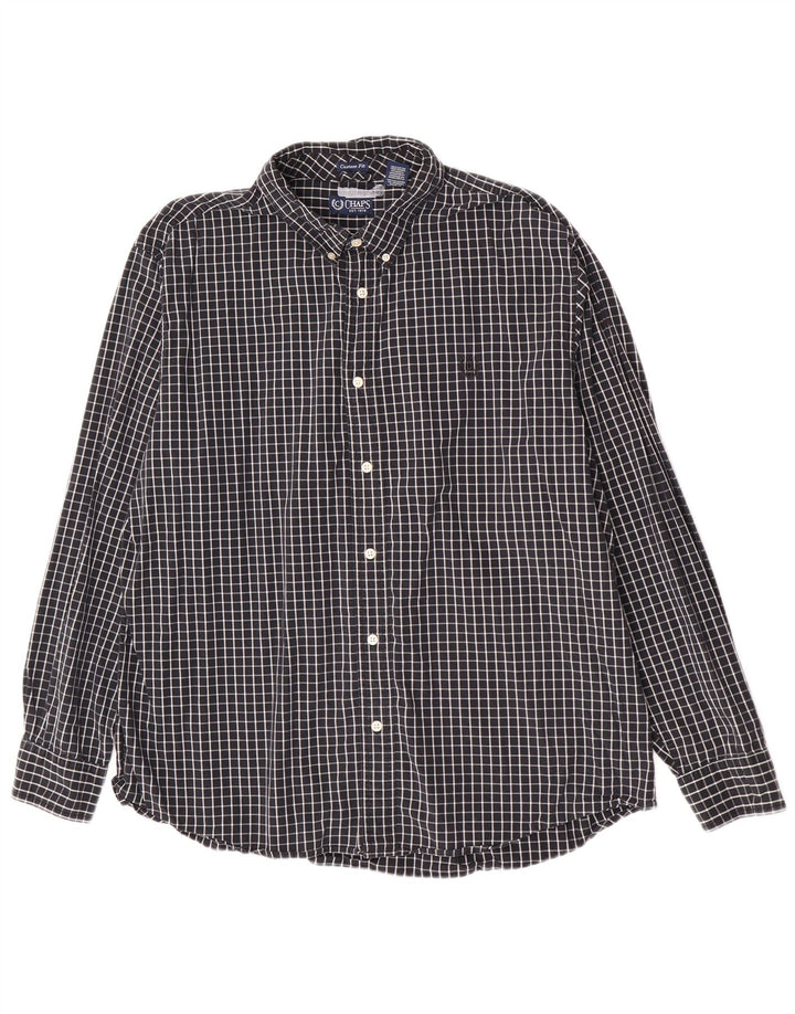 Camicia Chaps da uomo su misura 2XL in cotone a quadri nero