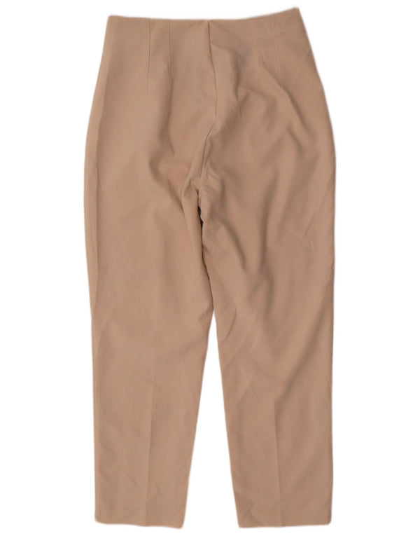 Pantaloni da abito affusolati a vita alta da donna Zara grandi W30 L28 poliestere beige