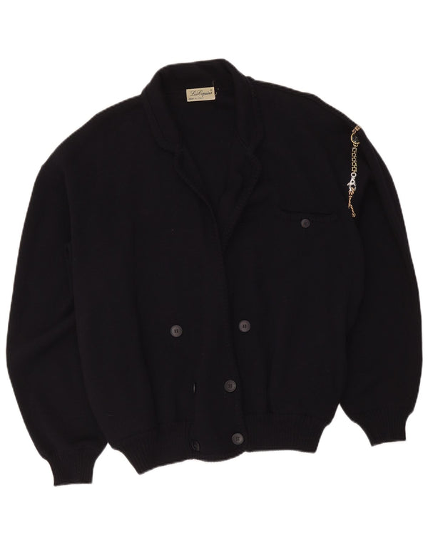 Maglione cardigan da donna Les Copains UK 18 XL Lana blu navy