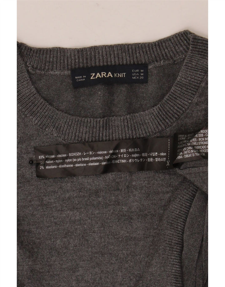 Maglione maglione girocollo da donna Zara UK 12 Viscosa grigio medio