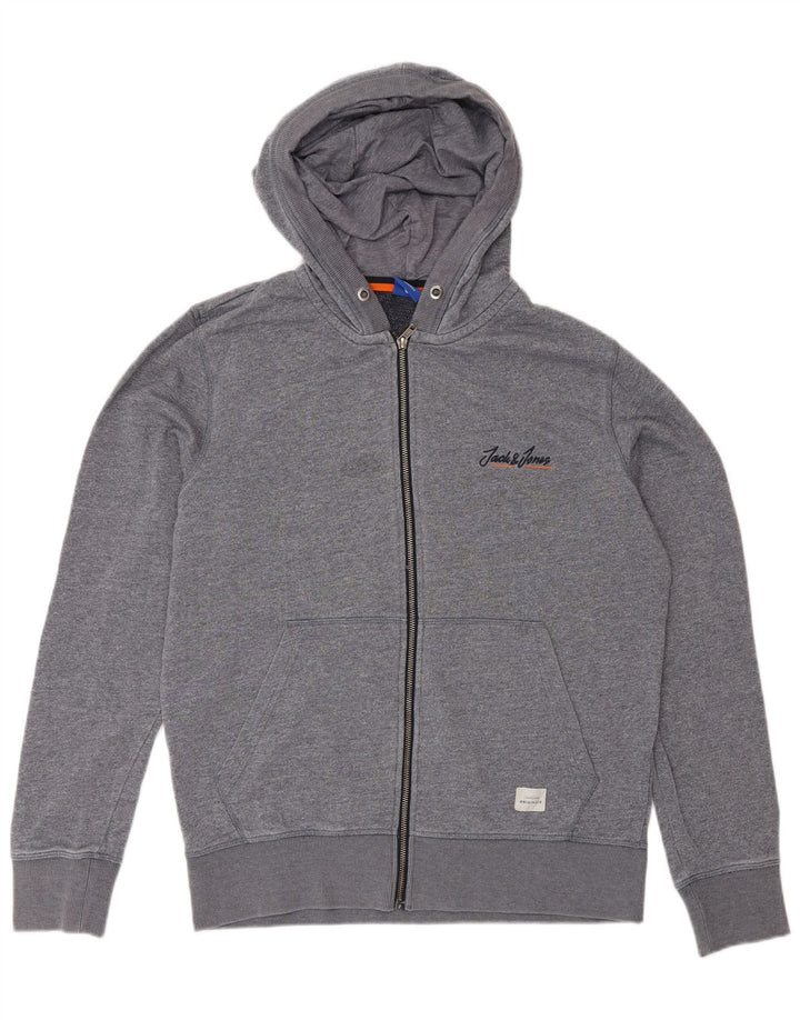 Maglione con cappuccio e zip da uomo Jack & Jones Poliestere chiazzato grigio medio