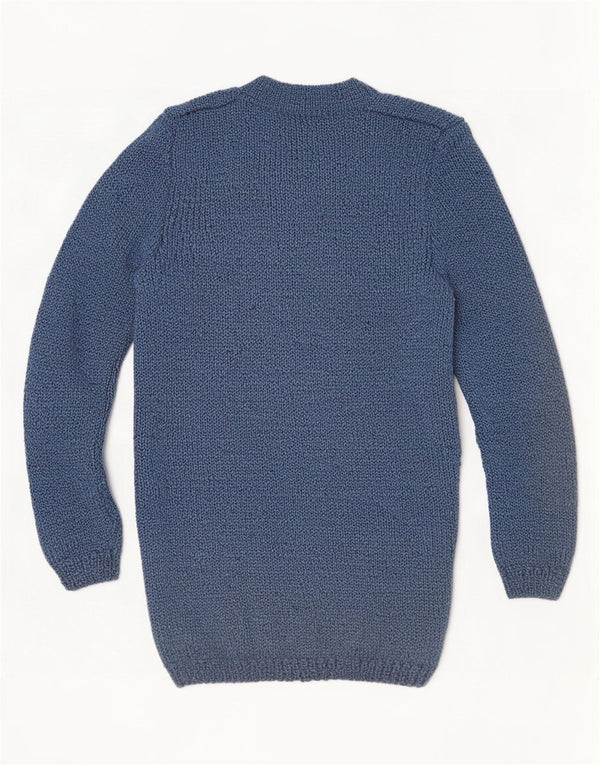 Maglione maglione girocollo da donna vintage UK 10 piccolo blu