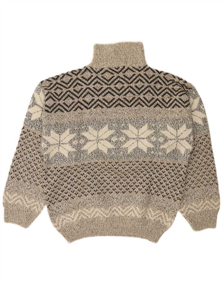 Maglione da uomo C&A Canda con zip e collo in acrilico Fair Isle beige medio