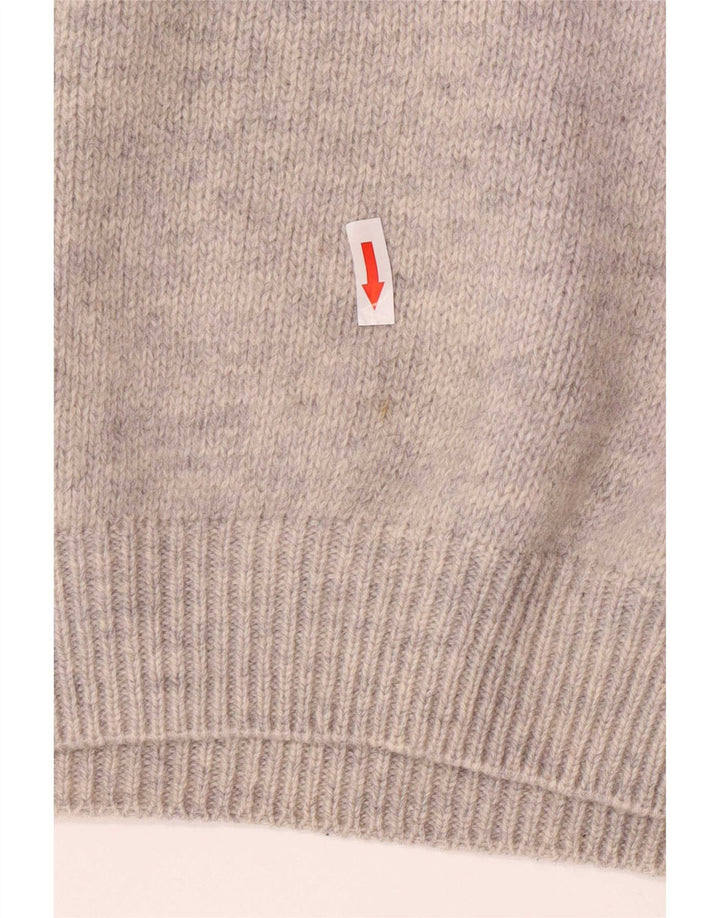 Maglione da uomo con collo alto grafico Sisley XL in lana color block grigio