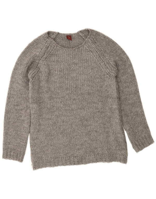Dondup Maglione da donna con scollo a barchetta UK 14 Lana grigio medio
