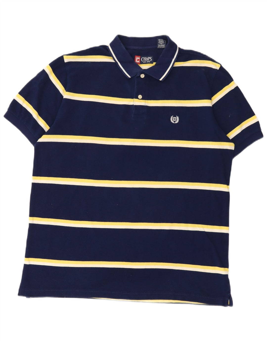 Polo da uomo Chaps grande in cotone a righe blu navy