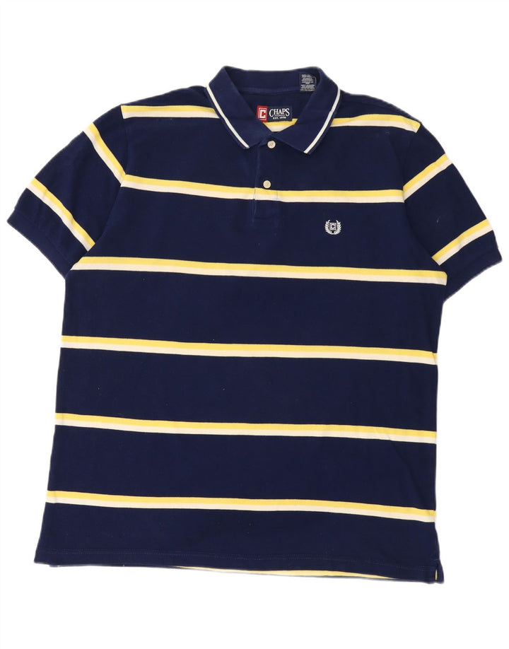 Polo da uomo Chaps grande in cotone a righe blu navy