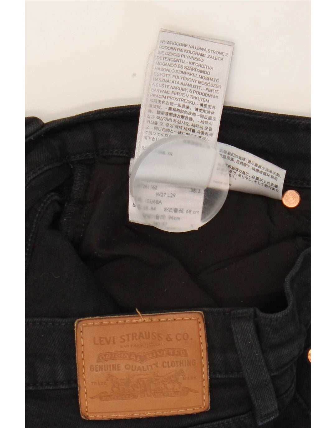 Jeans dritti Ribcage da donna Levi's W27 L29 cotone nero