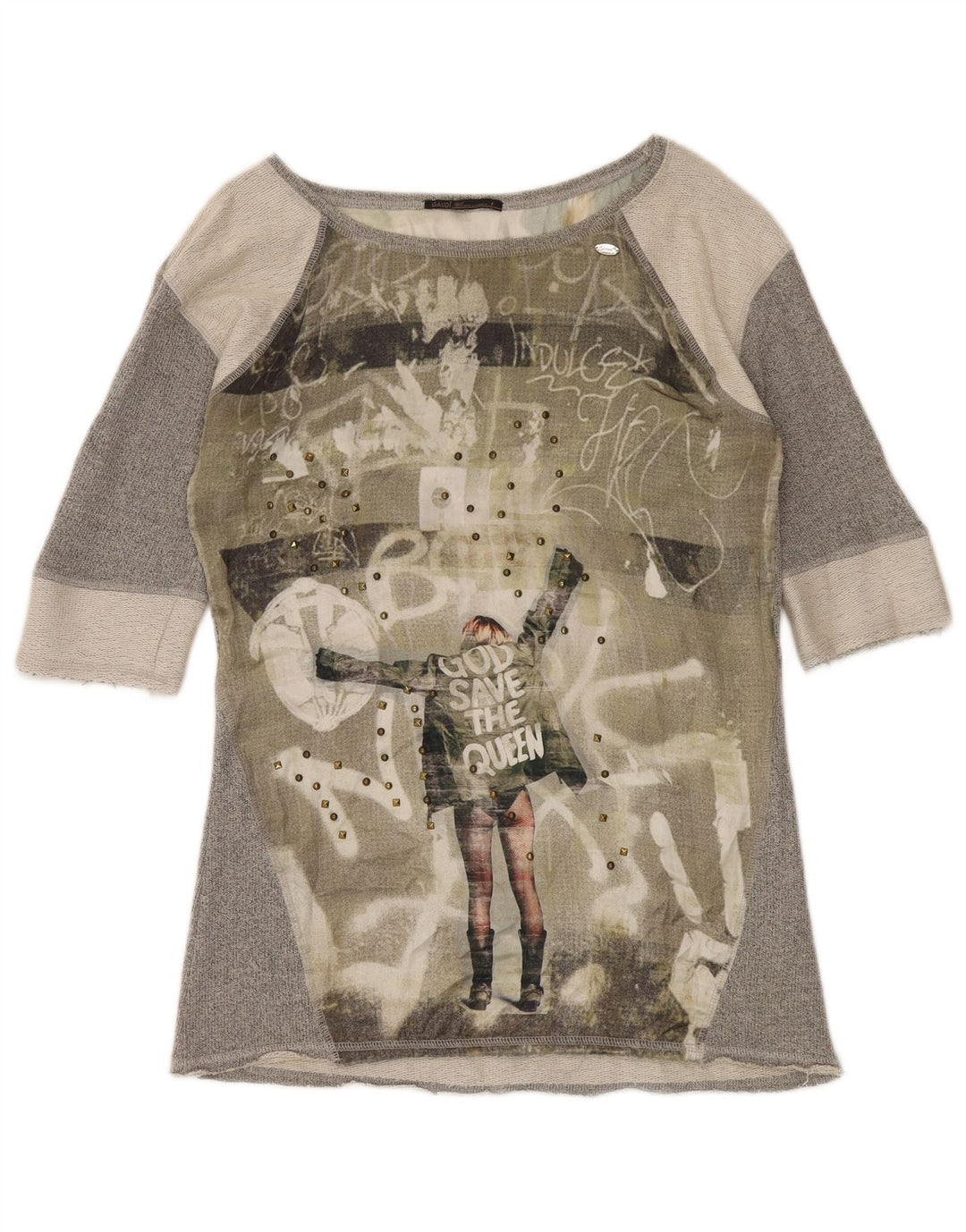 Camicetta grafica da donna Gaudi Top UK 18 XL Poliestere color block grigio
