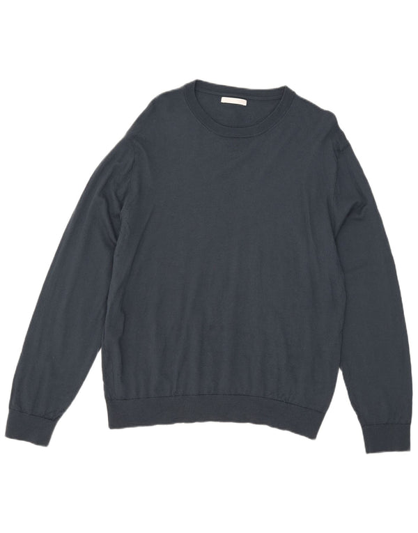 Maglione Zara da uomo con scollo a barca XL in lana blu navy
