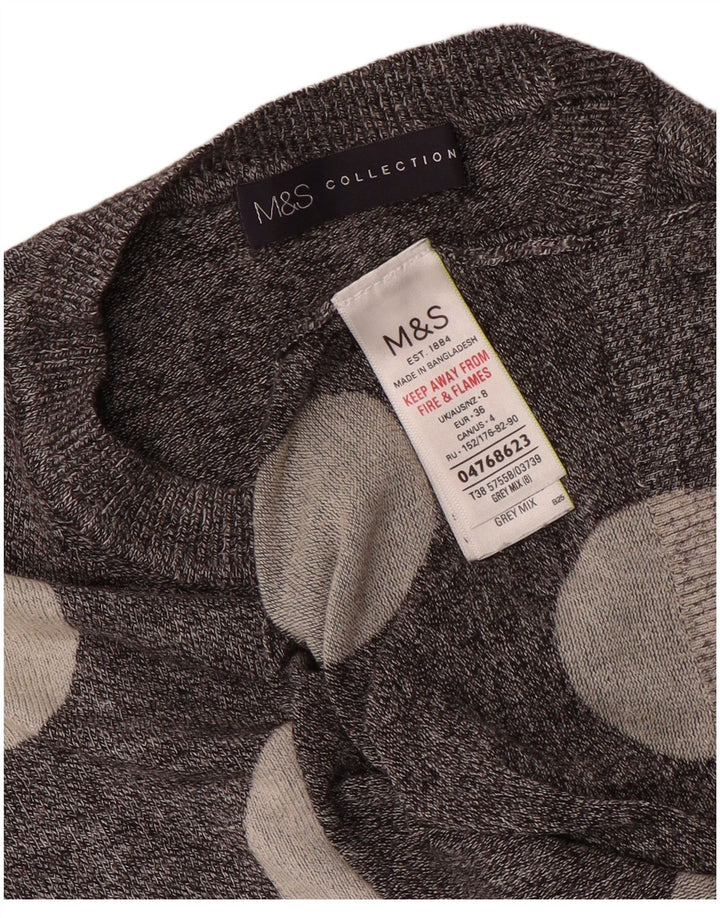 Maglione maglione girocollo da donna Marks & Spencer UK 8 piccolo pois grigio