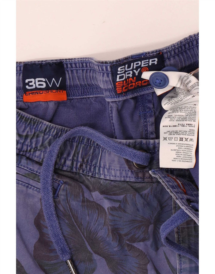 Pantaloncini casual da uomo con motivo astratto Superdry Large W36 Blu navy floreale
