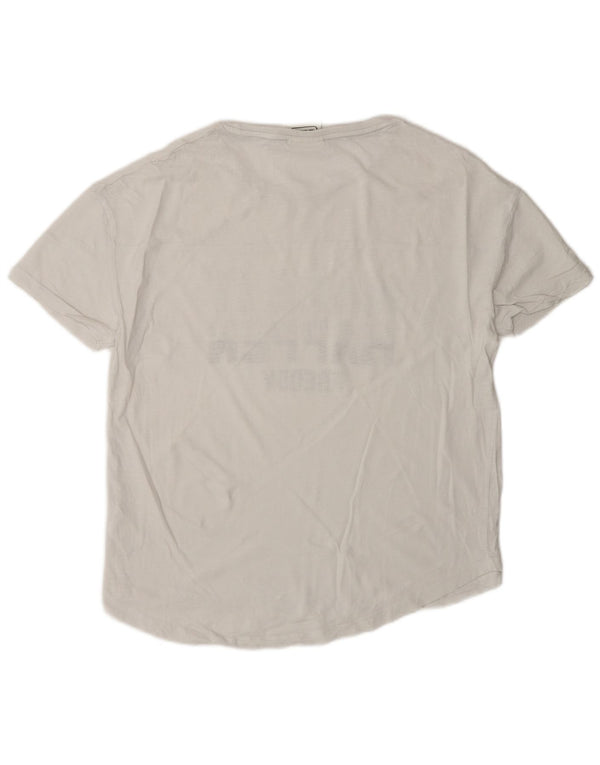 T-shirt grafica oversize da donna Freddy UK 10 piccola in cotone bianco