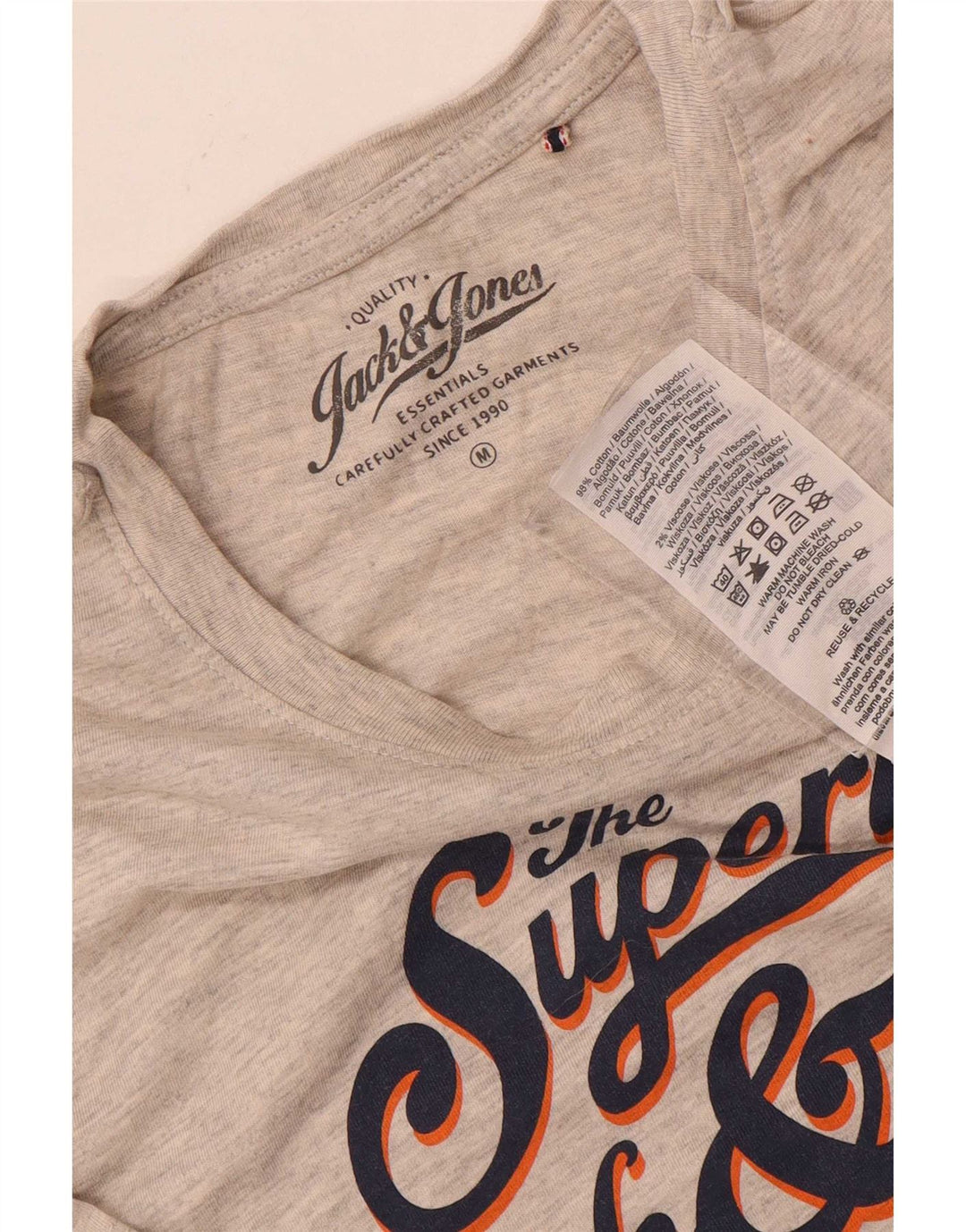 T-shirt grafica da uomo Jack & Jones Top in cotone chiazzato grigio medio