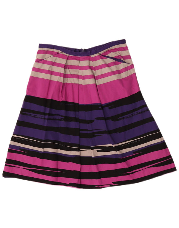 Gonna a trapezio plissettata da donna Hobbs UK 14 grande W32 a righe multicolore