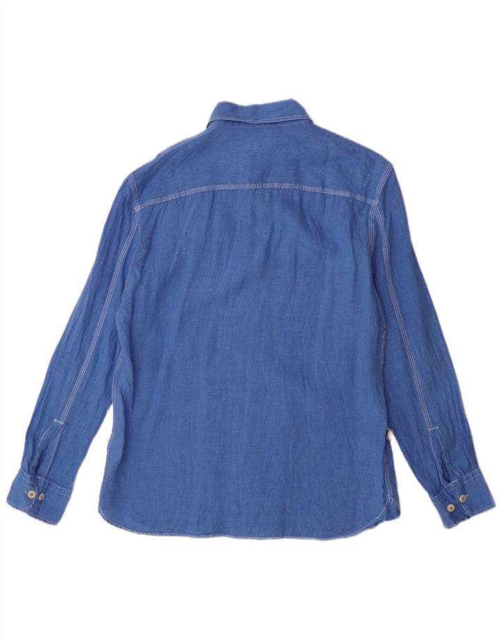 Camicia Blauer Uomo Lino Blu Medio