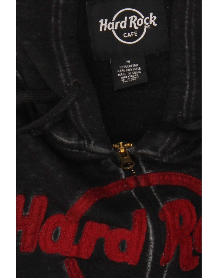 Maglione con cappuccio e zip grafica da uomo Hard Rock Cafe, cotone nero medio