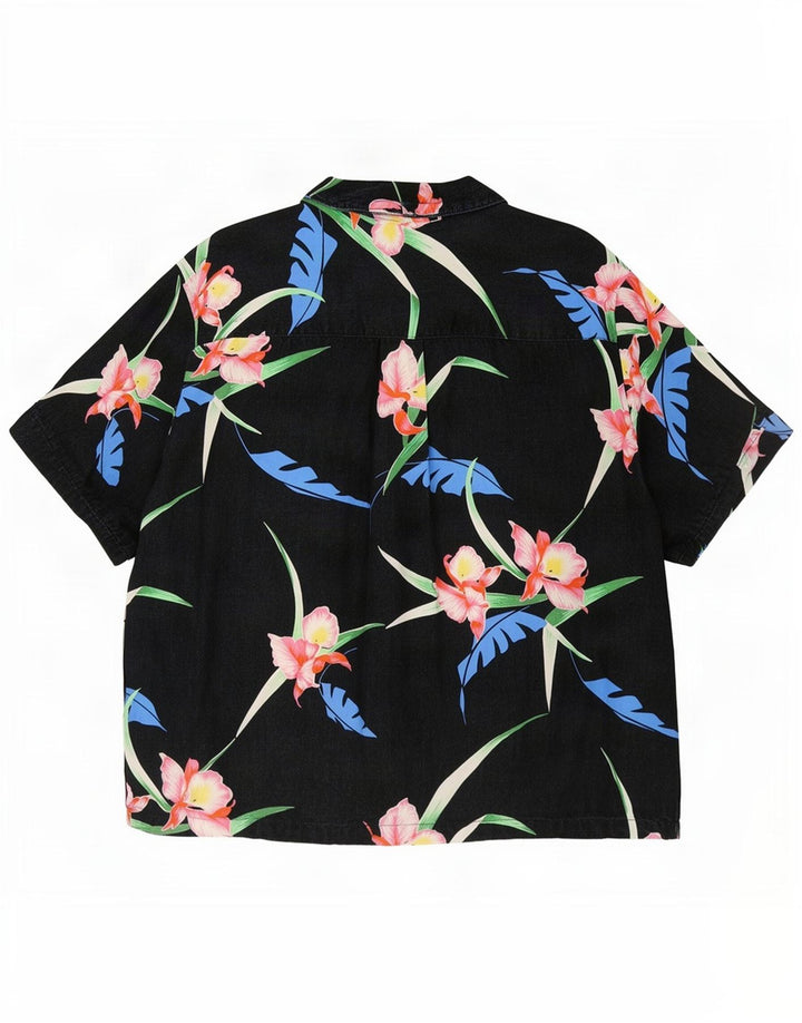 Levi's Donna Camicia Oversize a Maniche Corte Camicetta UK 14 Medio Nero Floreale