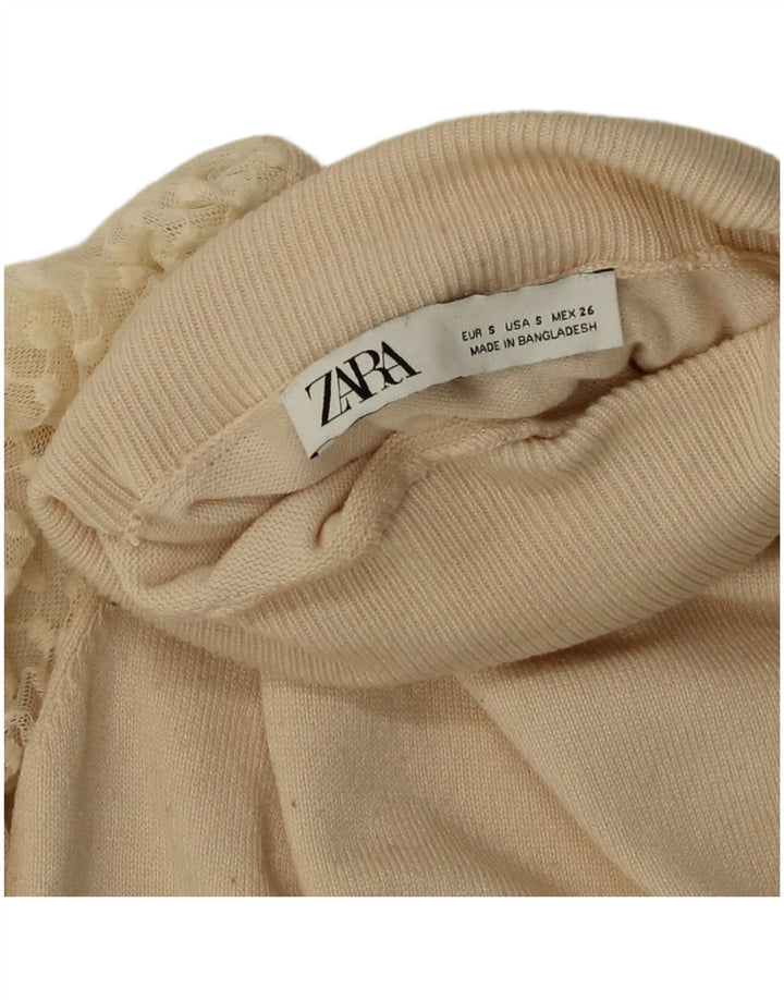 Maglione corto da donna Zara con collo alto, UK 8 piccolo, beige