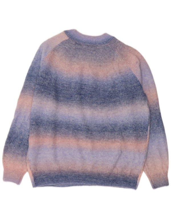 Maglione maglione girocollo da donna Marks & Spencer UK 14 a righe blu medio