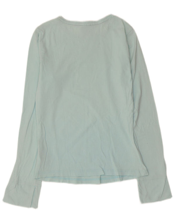 Top ADIDAS da donna a manica lunga UK 10 piccolo cotone blu