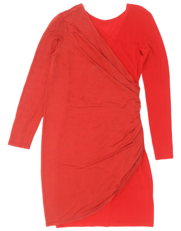 Abito tubino a maniche lunghe da donna Marella UK 8 piccolo rosso in viscosa