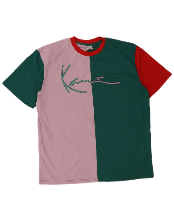 T-shirt grafica da uomo Karl Kani Top grande in cotone color block verde