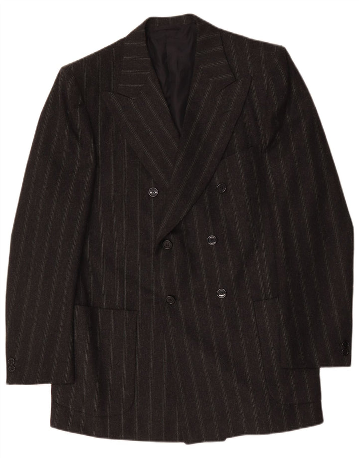 Giacca blazer doppiopetto vintage da uomo IT 52 XL gessato grigio