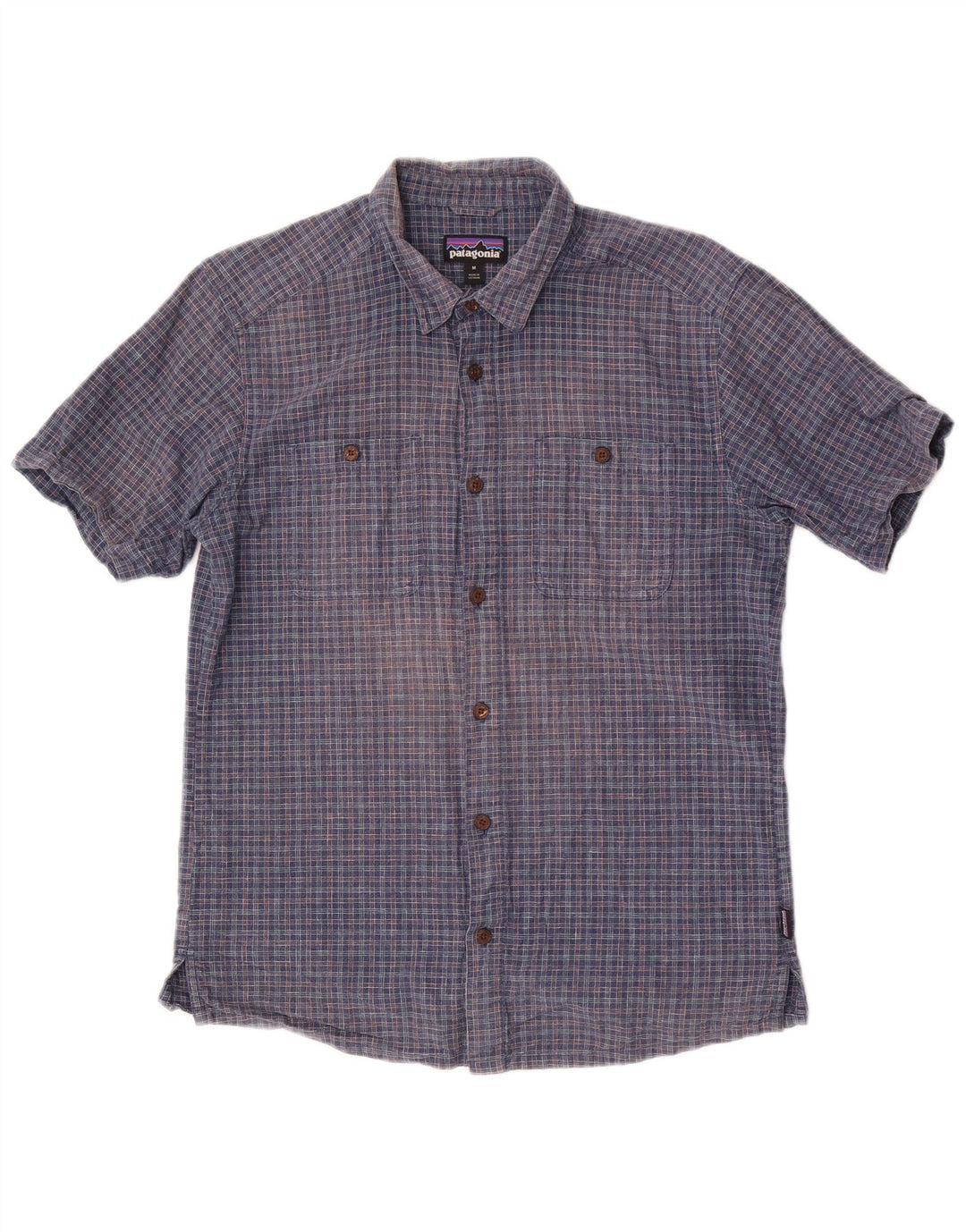 Camicia a maniche corte da uomo Patagonia a quadri blu medio