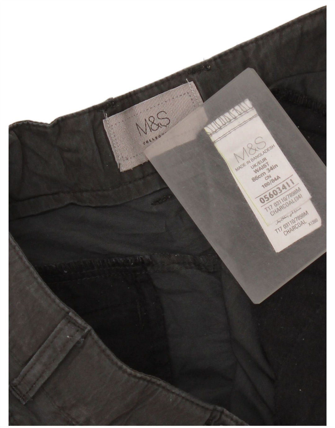 Pantaloncini cargo da uomo Marks & Spencer W34 grandi in cotone grigio