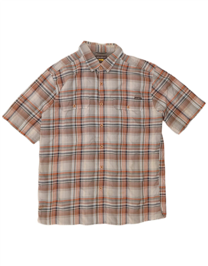 EDDIE BAUER Camicia a maniche corte da uomo Poliestere medio a quadri multicolore