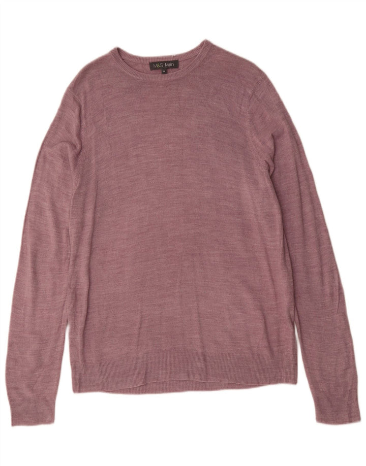 MARKS & SPENCER Maglione da uomo con scollo a barca in acrilico rosa medio