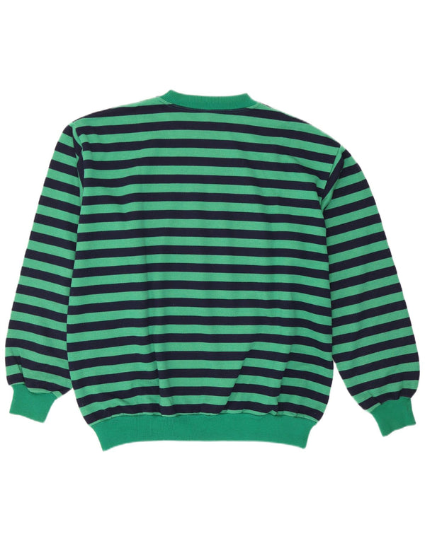 Felpa da uomo vintage maglione grande cotone a righe verdi