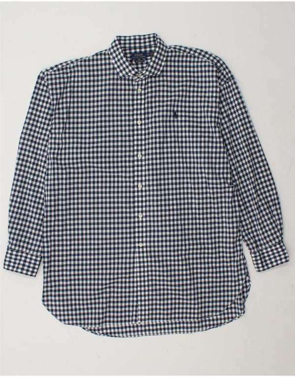 POLO RALPH LAUREN Mens Boyfriend Fit Shirt XL Navy Blue Check Cotton