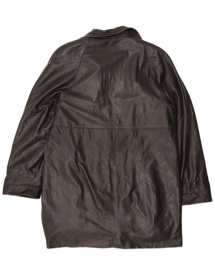 Cappotto in pelle vintage da donna UK 16 grande nero