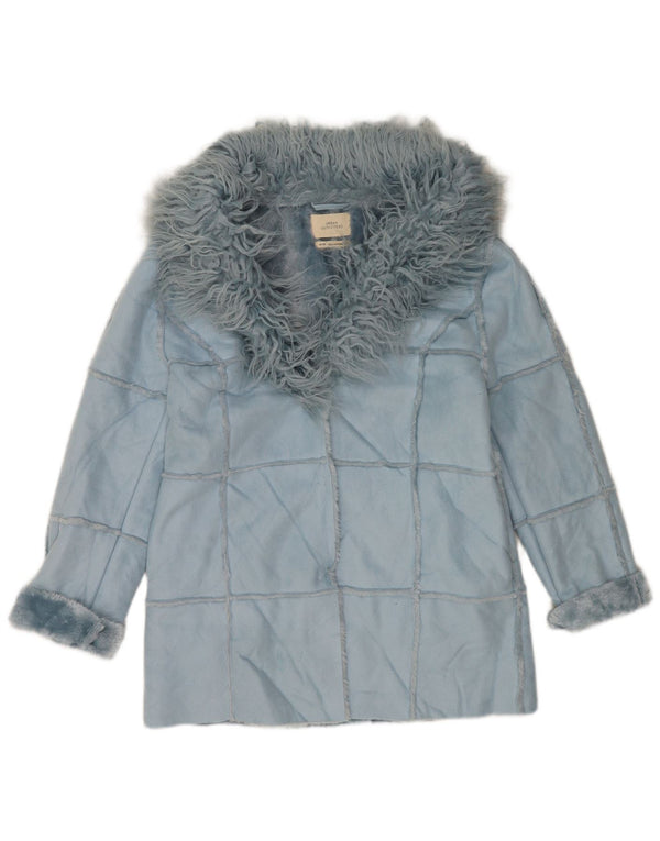 Urban Outfitters Womens Loose Fit Sherpa Jacket UK 6 XS Blue Polyester