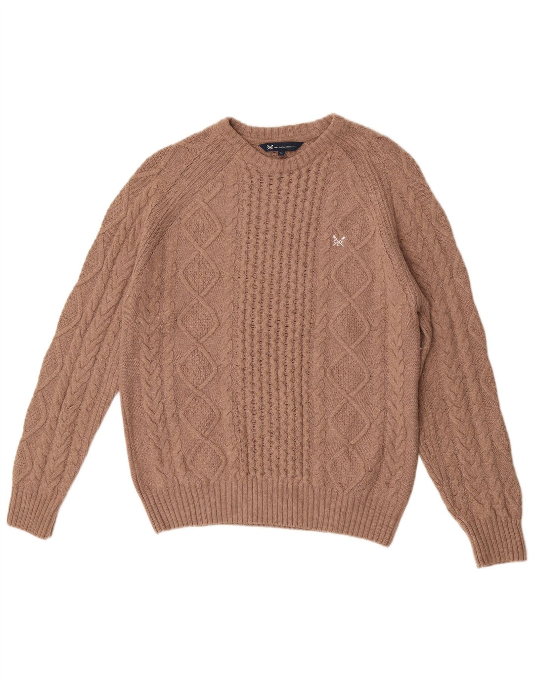 Crew Clothing Maglione girocollo da uomo in viscosa marrone grande