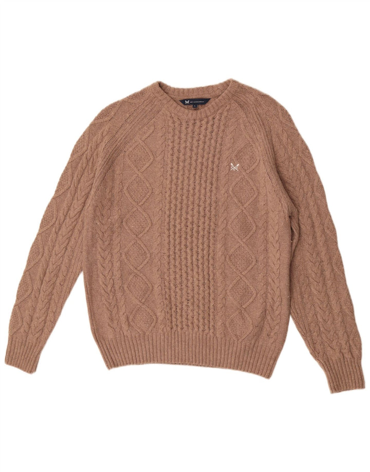 Crew Clothing Maglione girocollo da uomo in viscosa marrone grande